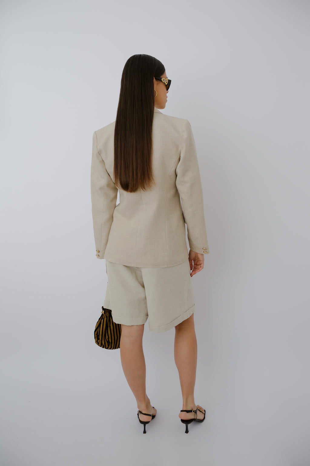 Linen double-breasted blazer