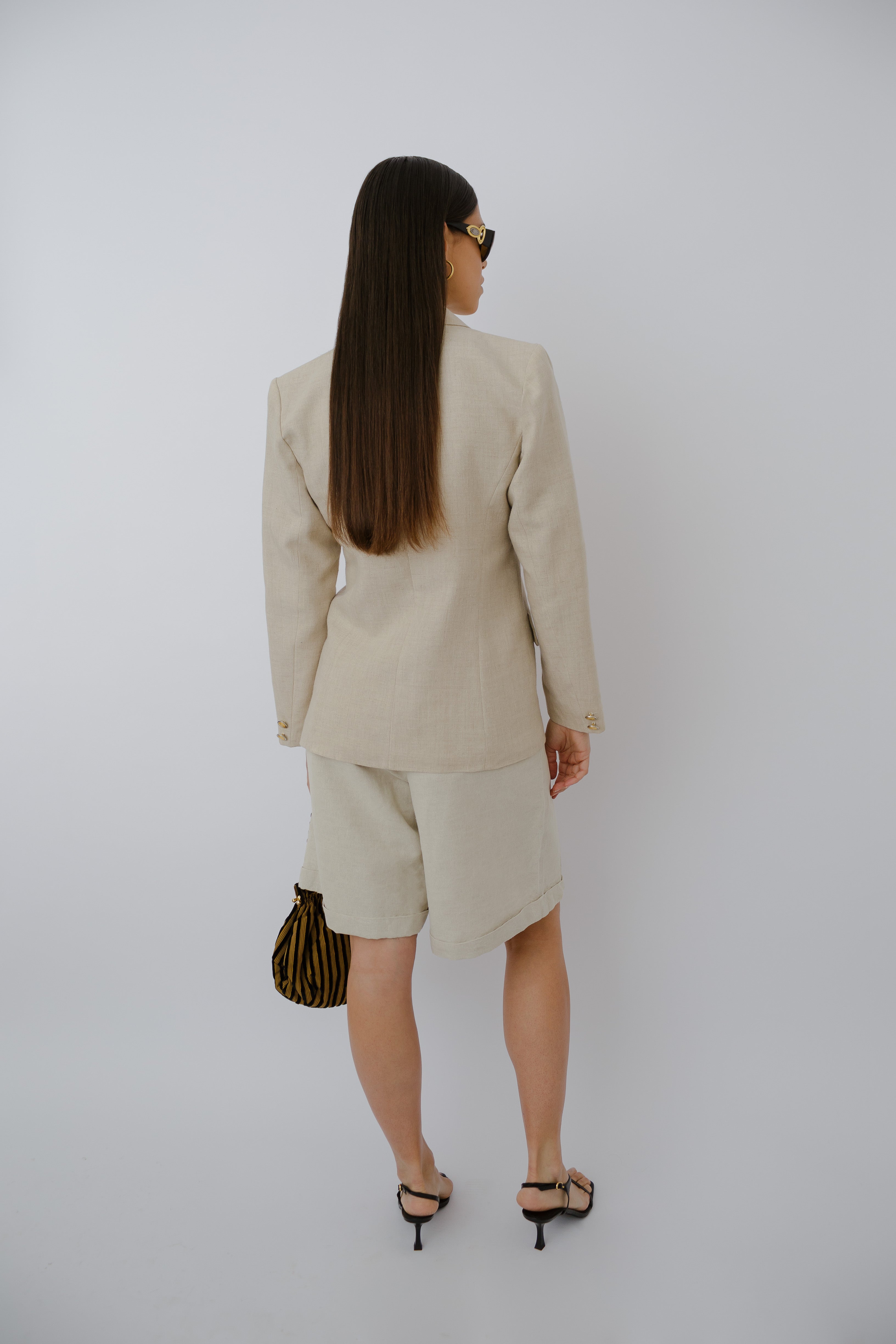 Linen double-breasted blazer