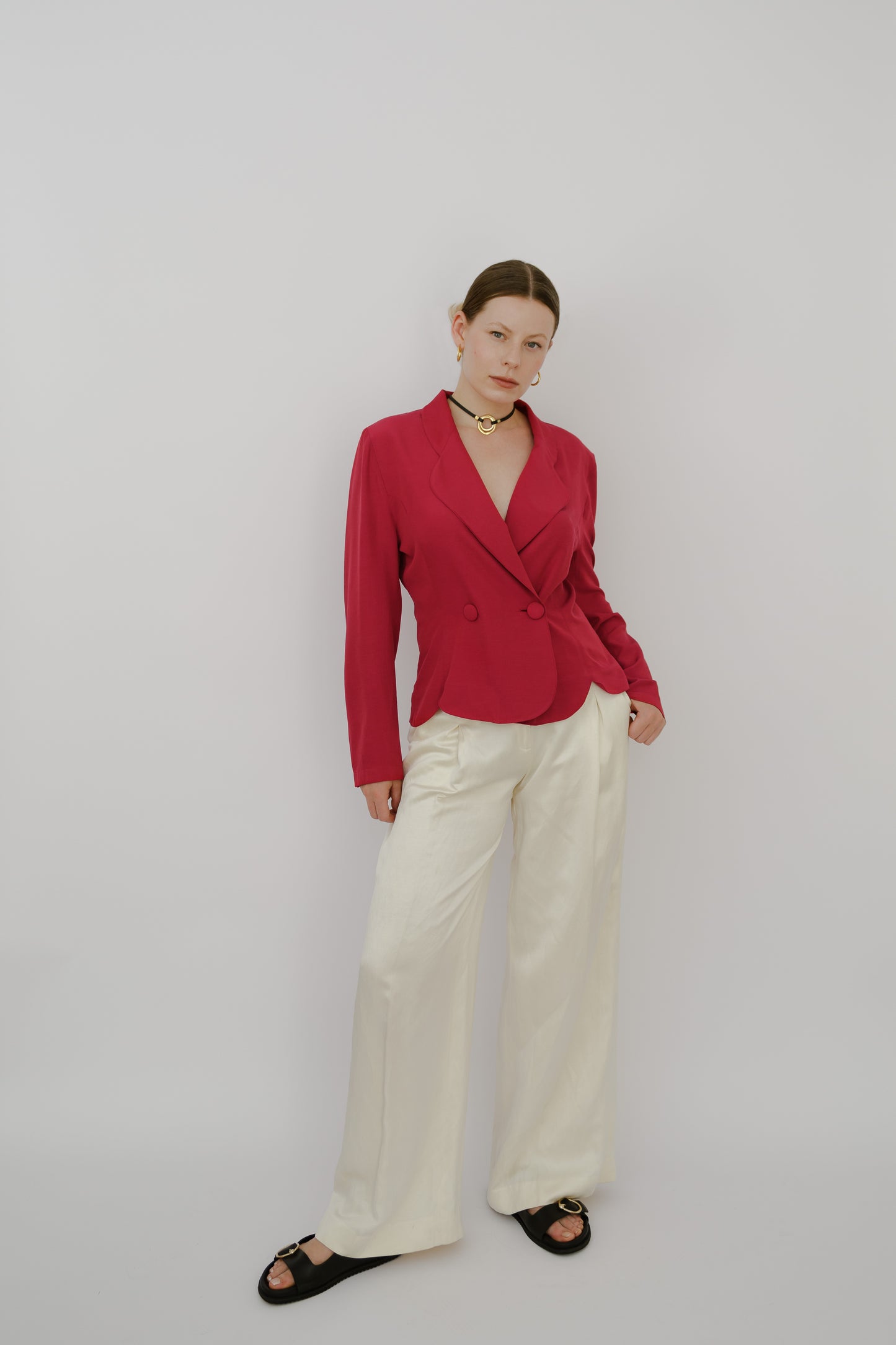 Red wine coloured vintage blouse