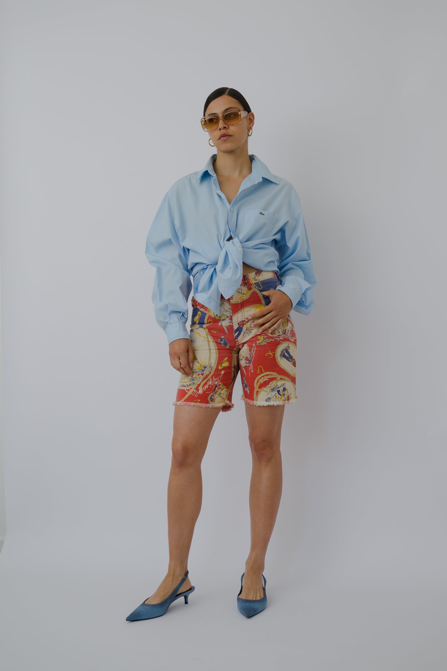 Colourful denim shorts