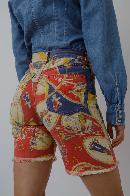 Colourful denim shorts