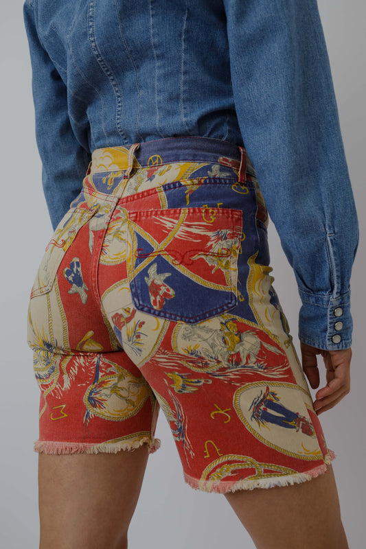Colourful denim shorts
