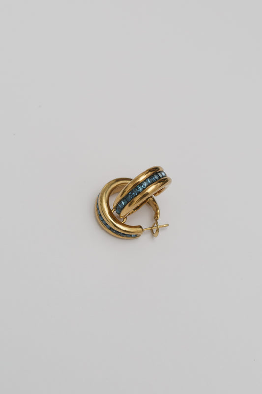 Retro hoops with blue stones