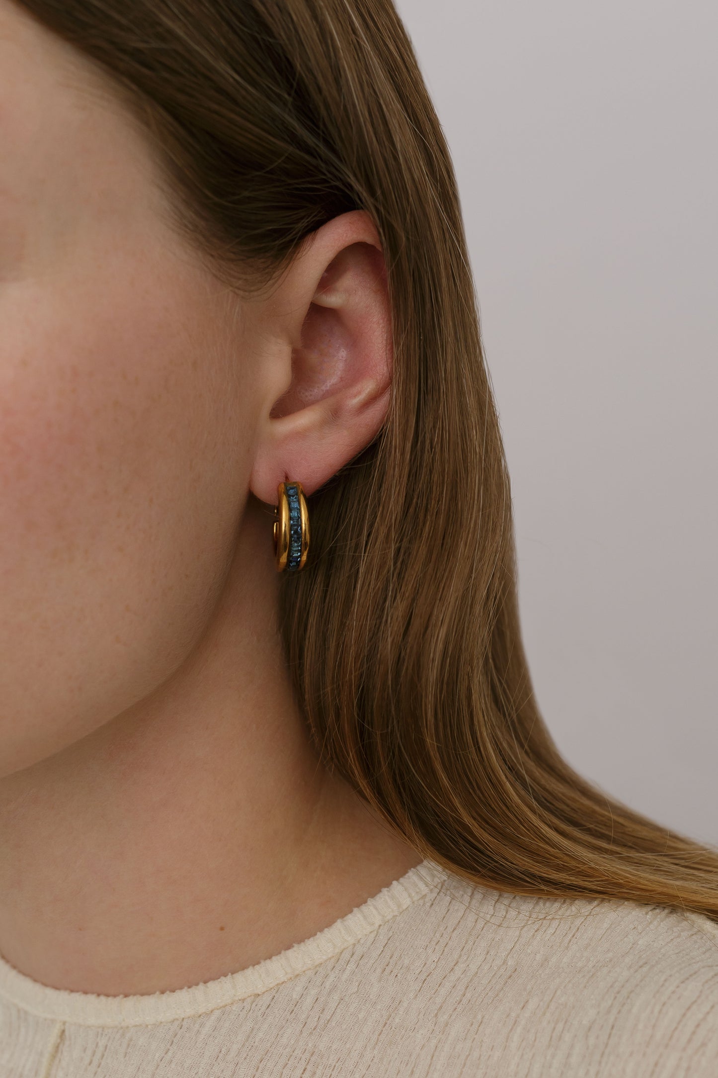 Retro hoops with blue stones