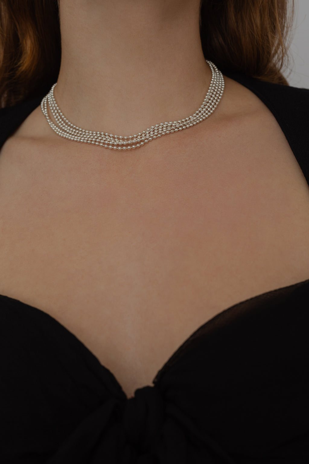 Silver beaded chain necklace & bracelet set