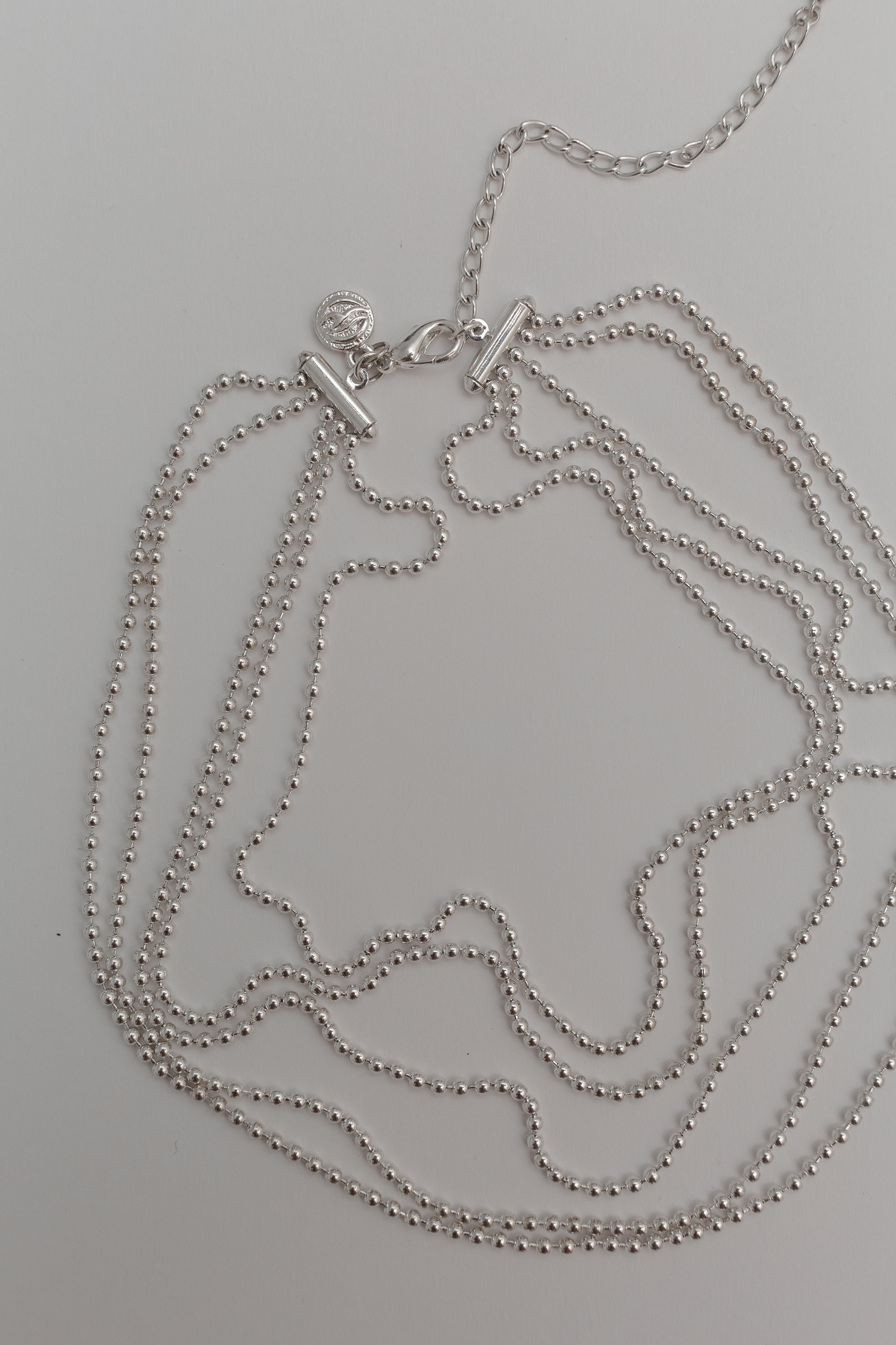 Silver beaded chain necklace & bracelet set