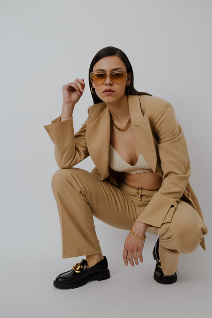 Fitted beige suit