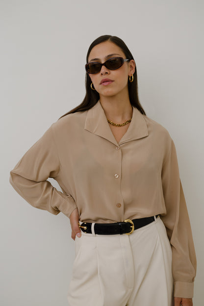 Nude silk blouse