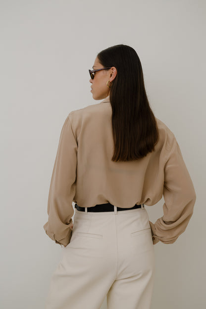 Nude silk blouse