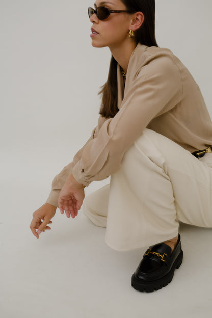 Nude silk blouse