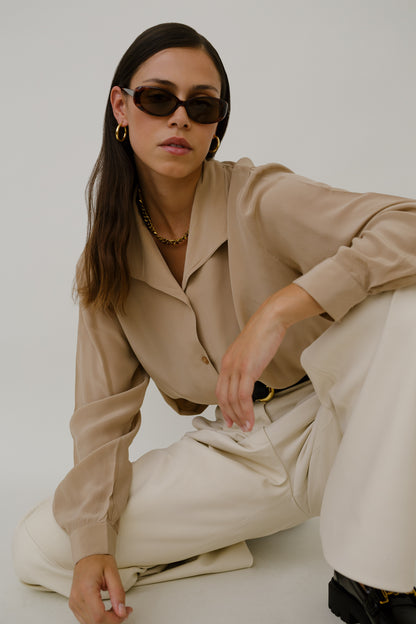 Nude silk blouse