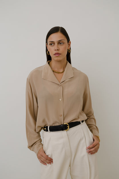 Nude silk blouse