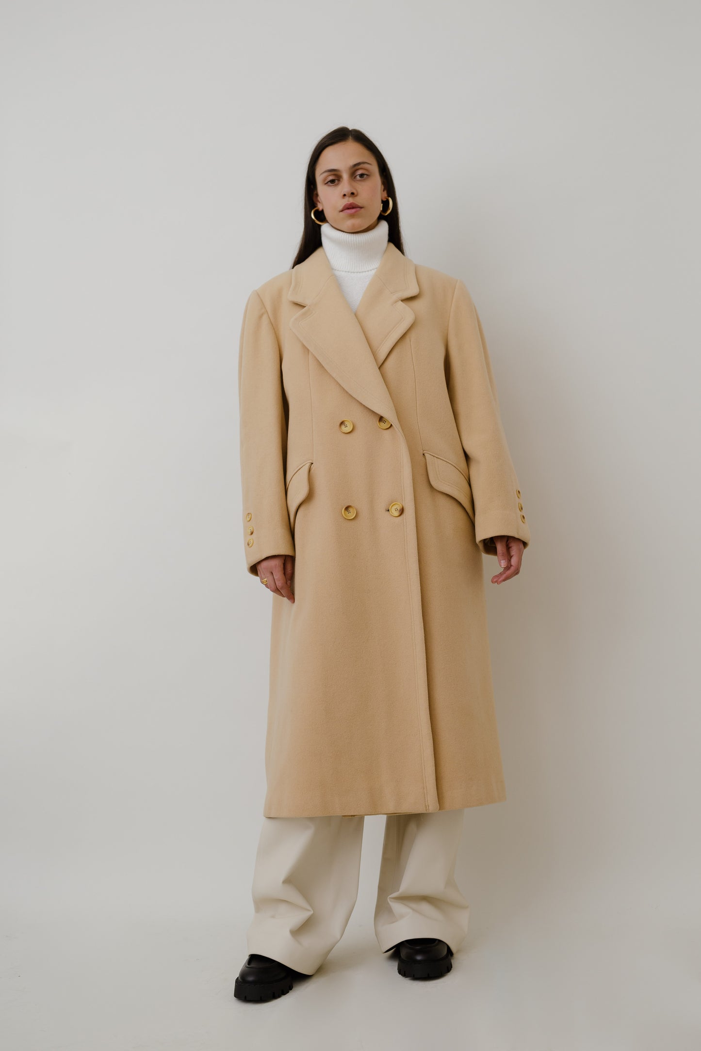 Cream coloured wool coat