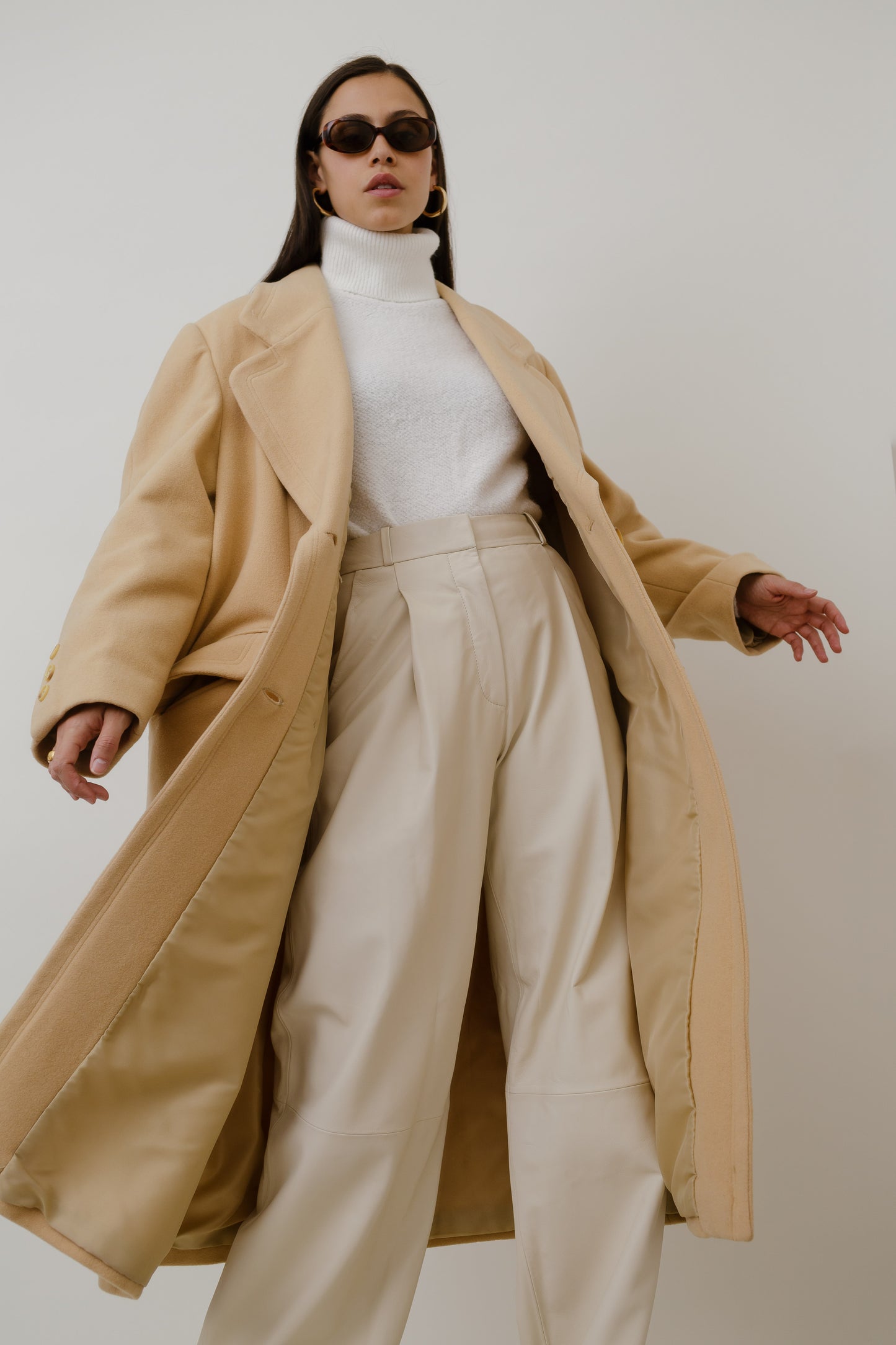 Cream coloured wool coat