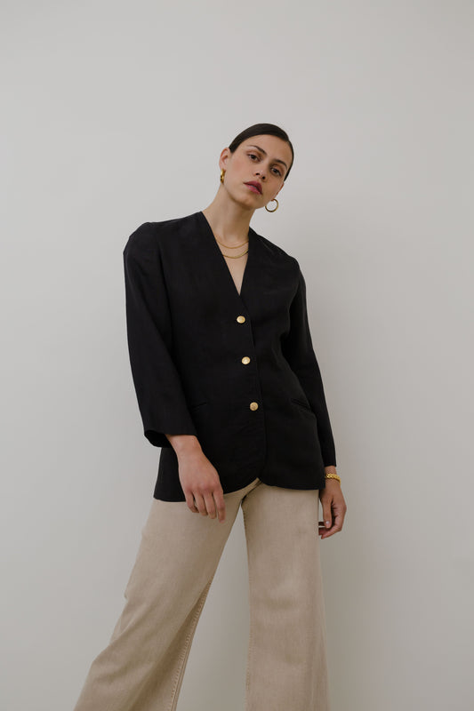 Black linen blazer