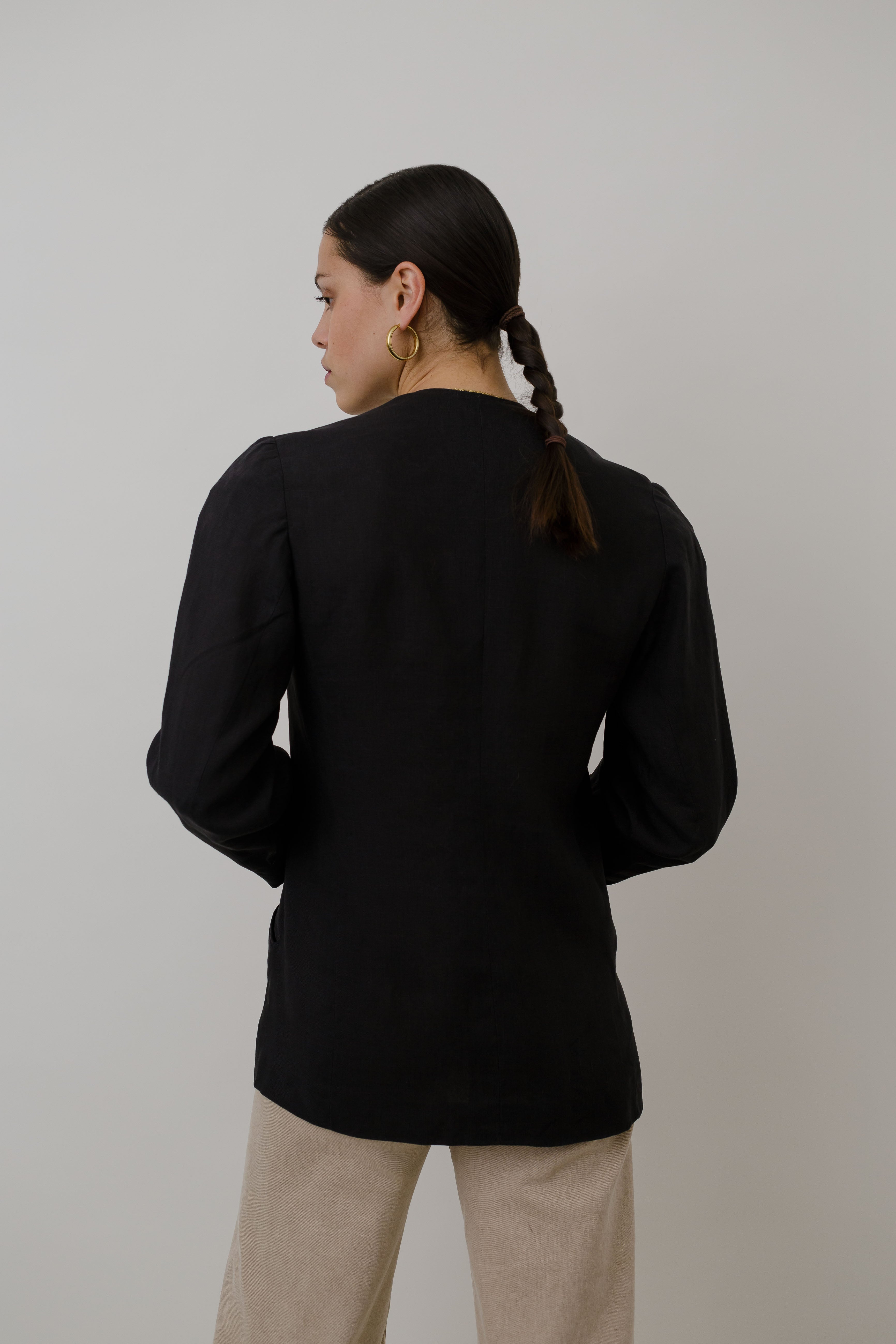 Black linen blazer