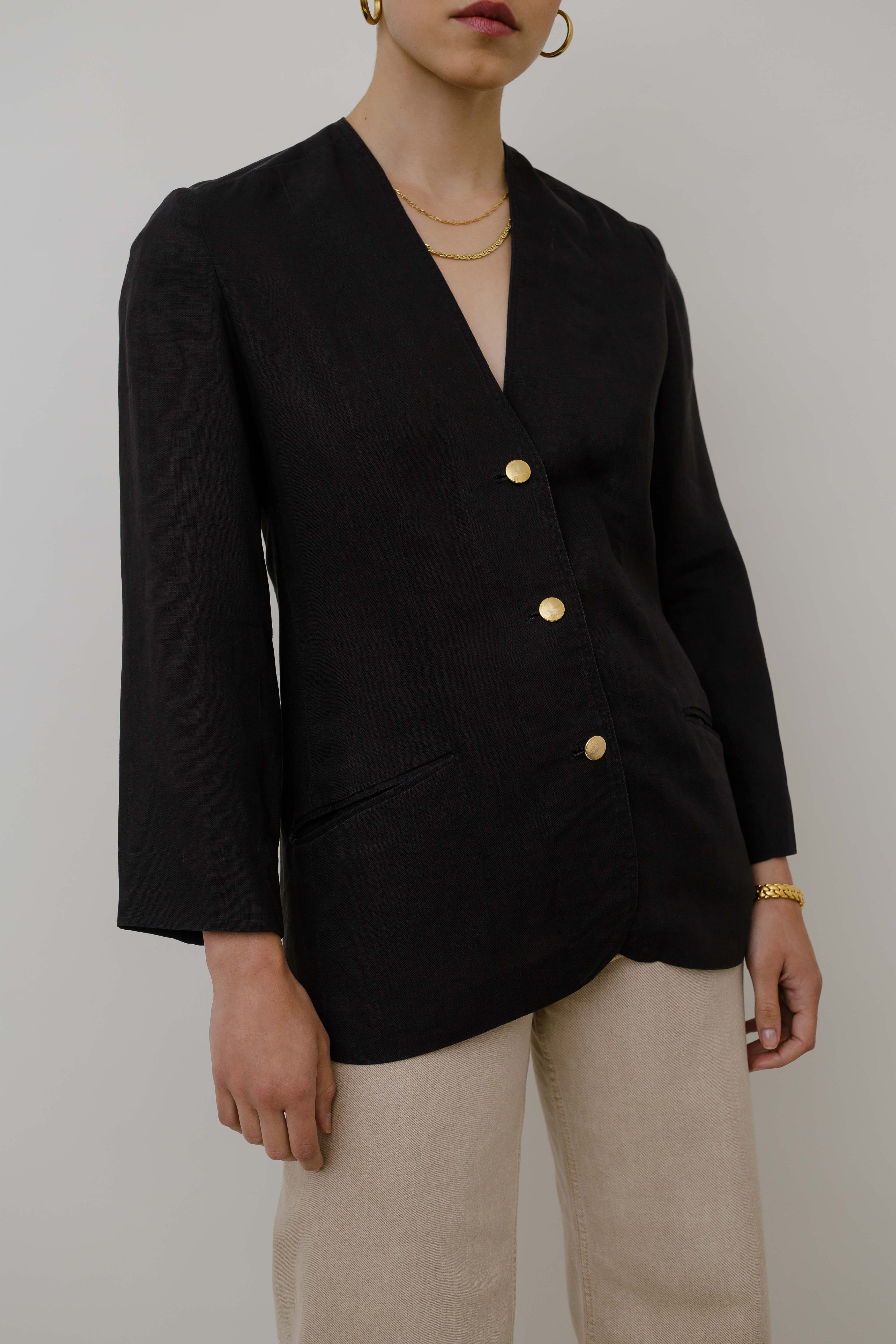Black linen blazer