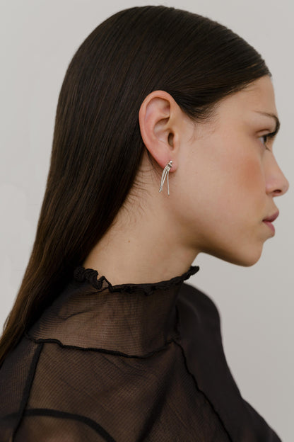 Fringe silver earrings