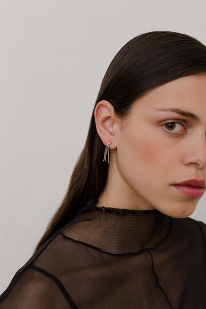 Fringe silver earrings