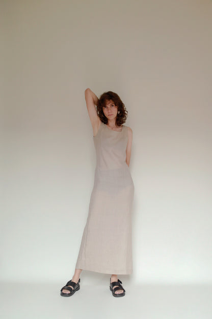 Straight linen maxi dress
