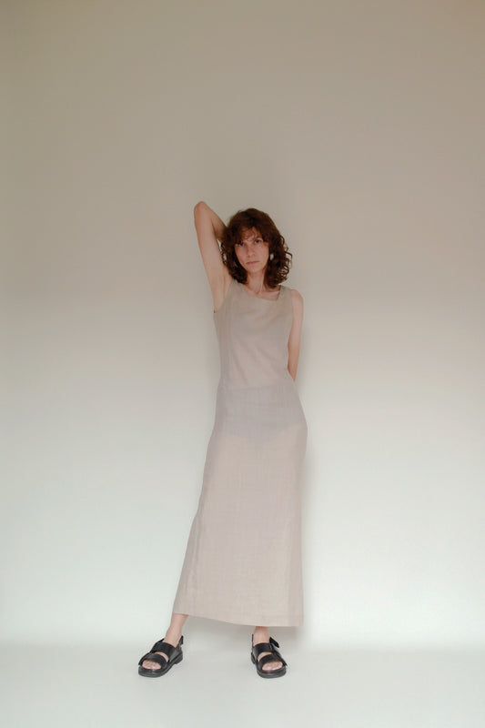Straight linen maxi dress