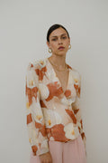 Double-breasted organza blouse