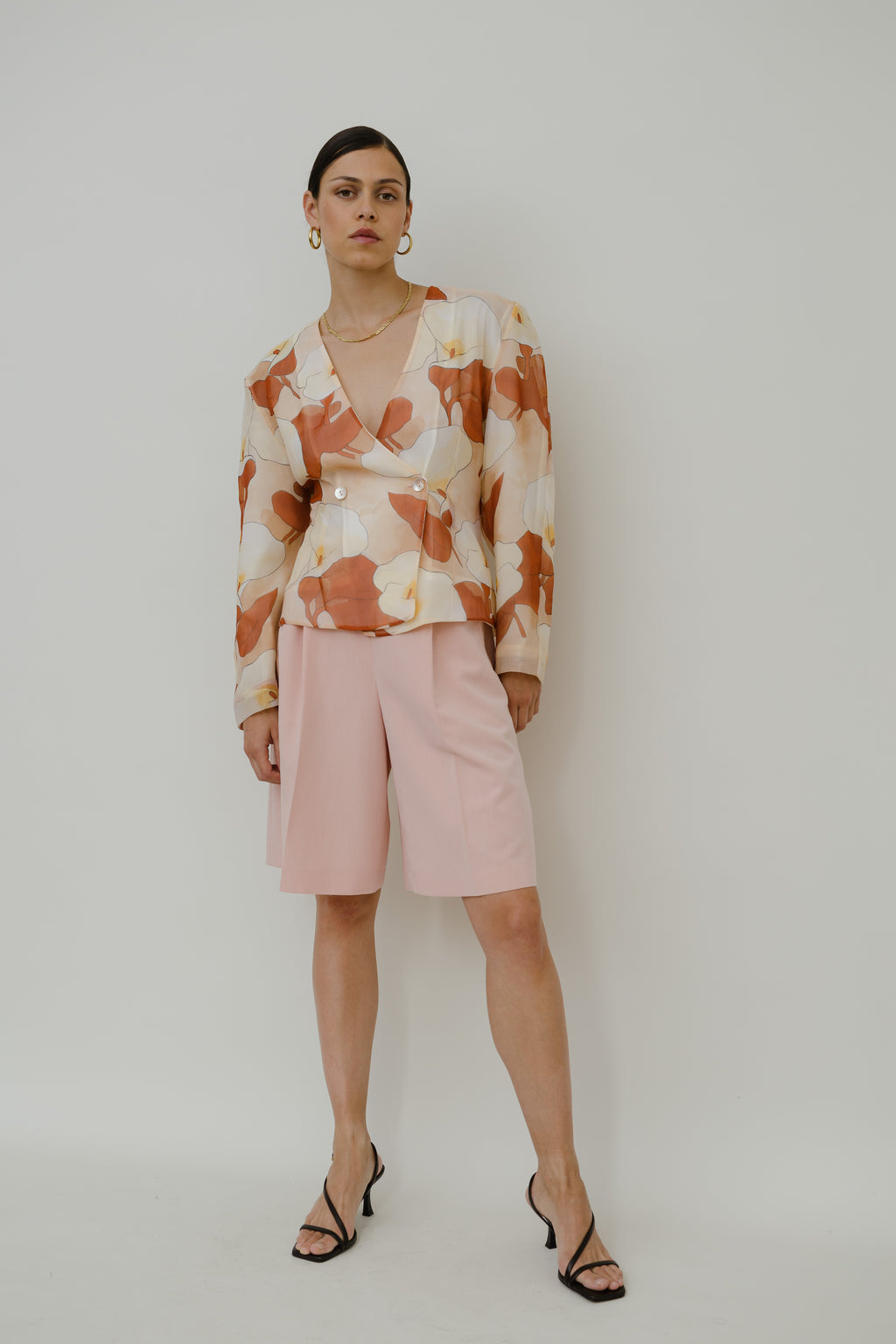Double-breasted organza blouse