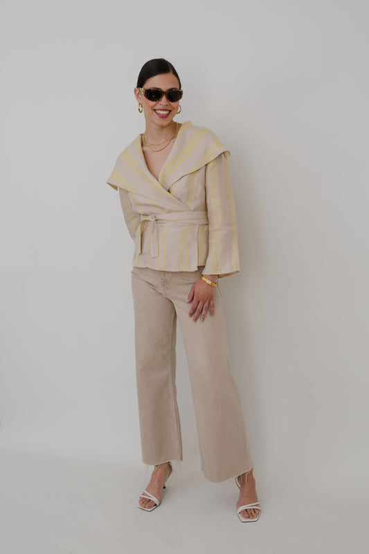 Linen wrap blouse